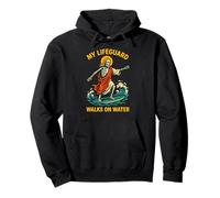Jesus My Lifeguard Cammina sull'acqua Divertimento Uomo Fede Cristiana Felpa con Cappuccio