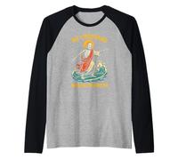 Jesus My Lifeguard Cammina sull'acqua Divertimento Uomo Fede Cristiana Maglia con Maniche Raglan