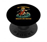 Jesus My Lifeguard cammina sull'acqua Divertimento Uomo Fede cristiana PopSockets PopGrip Adesivo