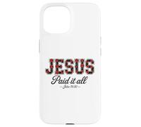 Jesus Paid It All Boho Floral Roses Christian Bibbia Verse Custodia per iPhone 15