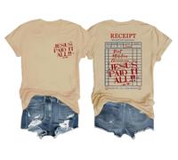 Jesus Paid It All Shirt, Jesus Paid It All, maglietta con scollo a V, cachi, S