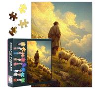 Jesus puzzle per adulti, 1000 pezzi, pastori guidano le pecore sul monte, puzzle cristiano, giochi per adulti, decorazione della casa, festa di compleanno, giocattolo 50 x 70 cm