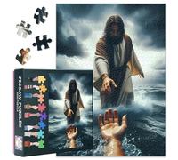 Jesus Puzzles per adulti, 1000 pezzi, puzzle a mano di Dio, senza polvere, Gesù Cristo dà una mano, decorazione per la casa, festa di compleanno, puzzle impegnativi per l'allenamento cognitivo, 27,5