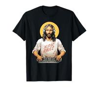Jesus Raves - DJ Christ Salva Musica Dance Elettronica Divertente Maglietta