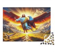 Jesus - Religion 1000 Piece for Adults Women Jesus on Eagle over Golden Path Fun And Challenging Family Game & Gift 70x50cm 1000pcs