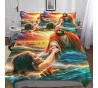 Jesus - Religion Artístico Juego Completo De Ropa De Cama En Poliéster, Diseño Elegante Y Duradero, Perfecto Para Habitación De Invitados O Hotel King（220x240cm）