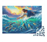 Jesus - Religion Jigsaw for Adults Educational Jesus Walks on Water 1000 Piece Games for Home Decor 70x50cm 1000pcs