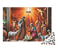 Jesus - Religion Jigsaw Puzzle Impossibili 1000Pcs Nativity Scene with Animals And Figures Decorazione Per La Casa. Rilassamento E Intelligence Per Adulti E Bambini Da 12 Anni 70x50cm/1000pcs