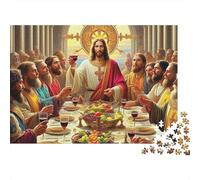 Jesus - Religion Puzzle Impossibili 1000Pcs Last Supper Jesus with Disciples at Table Decorazione Per La Casa. Giochi Rilassamento E Intelligence Per Adulti E Ragazzi Da 14 Anni 38x26cm/1000pcs