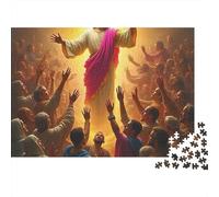 Jesus - Religion Puzzle Impossible 1000Pcs Jesus with Raised Arms Crowd Reaching Up Decorazione Per La Casa. Rilassamento E Intelligence Per Adulti E Ragazzi Da 14 Anni 70x50cm/1000pcs