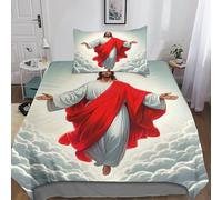 Jesus - Religion Relajante Funda De Edredón Y Juego Completo De Ropa De Cama, Material Suave Y Transpirable, Ideal Para Dormitorio Acogedor Single（135x200cm）