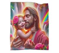 Jesus - ReligionCoperta A Getto 3D in Flanella Leggera SacredDecorazione Della Camera Da Letto Per Bambini E Adulti, Morbida, Accogliente, Peluche, Adatta A Tutte Le Stagioni60x80inch(150x200cm)