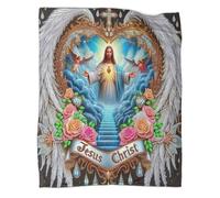 Jesus - ReligionCoperta A Getto 3D in Flanella Leggera SacredDecorazione Della Camera Da Letto Per Bambini, Ragazzi, Ragazze, Coperta Super Morbida, Adatta A Tutte Le Stagioni60x80inch(150x200cm)