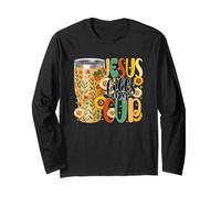 Jesus Rills My Cup, Disegno Floreale Spirituale Maglia a Manica