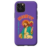Jesus Sacred Heart God Is Love Christian Manga Anime Viola Custodia per iPhone 11 Pro