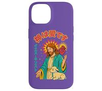 Jesus Sacred Heart God Is Love Christian Manga Anime Viola Custodia per iPhone 14