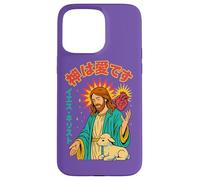 Jesus Sacred Heart God Is Love Christian Manga Anime Viola Custodia per iPhone 15 Pro Max