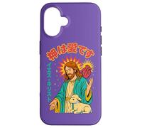 Jesus Sacred Heart God Is Love Christian Manga Anime Viola Custodia per iPhone 16