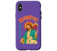 Jesus Sacred Heart God Is Love Christian Manga Anime Viola Custodia per iPhone X/XS