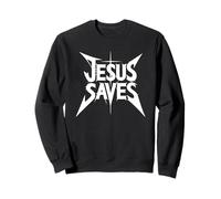 Jesus salva Funny Metal Font Christian Faith Rocker Felpa