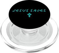 Jesus salva la croce sottile cristiana minima citazione di fede PopSockets PopGrip per MagSafe