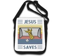 Jesus Saves, borsa a tracolla per tifosi di calcio, con grafica divertente, colore