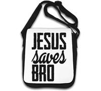 Jesus Saves Bro Graphic Borsa a tracolla Bianco