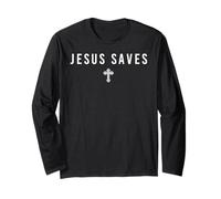 Jesus Saves Cross Subtle Christian Minimal Religious Faith Maglia a Manica