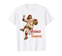 Jesus Saves Funny Baseball Meme Christian Religious Humor Maglietta