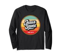 Jesus Saves Retro Vintage Christian Faith Bible Verse Gifts Maglia a Manica