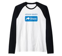 Jesus Saves! Share! Minimal Text Evangelism Gospel Maglia con Maniche Raglan