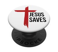Jesus Saves Sign Cross Christian Minimal Religious Faith God PopSockets PopGrip Adesivo