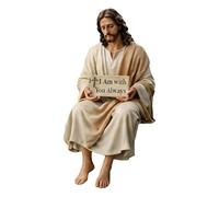 Jesus Statue - Hand Painted Religious Statues, Fade Resistant Religious Art Jesus Sitting Figure | For Prayer Easter Thanksgiving Holiday Birthday Party Offices Home Living Room Mantel Dormitory Shelf