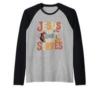 Jesus The One Who Serves Pickleball Religioso Maglia con Maniche Raglan