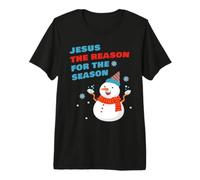 Jesus The Reason for The Season: Christian Christmas Snowman Maglietta Premium