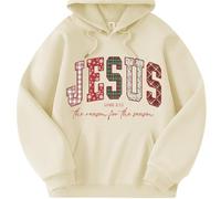 Jesus The Reason for The Season Felpa con cappuccio Christian Christmas Hoodies, giallo., M