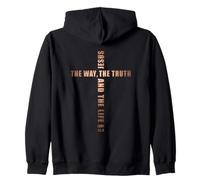 Jesus The Way The Truth And The Life - John 14:6 Cross Felpa con Cappuccio