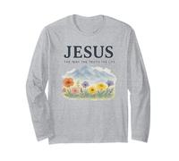 Jesus The Way The Truth The Life Watercolor Mountains Maglia a Manica