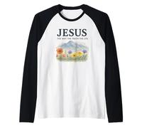 Jesus The Way The Truth The Life Watercolor Mountains Maglia con Maniche Raglan