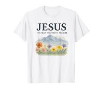 Jesus The Way The Truth The Life Watercolor Mountains Maglietta