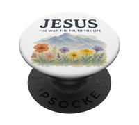 Jesus The Way The Truth The Life Watercolor Mountains PopSockets PopGrip Adesivo