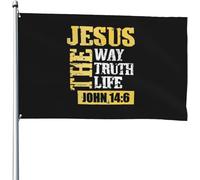 Jesus The Way Truth Life John 14：6 Christianity Bandiera Pace Bandiera Con 2 Occhielli Bandiere Giardino Appendere Per Attività Camere Parete 3X5 Ft