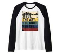 Jesus The Way Truth Life Women Men Kids Christian Worship Maglia con Maniche Raglan