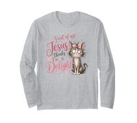 Jesus Thinks I'm A Delight Funny Christian Faith Cat Lover Maglia a Manica
