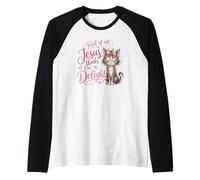 Jesus Thinks I'm A Delight Funny Christian Faith Cat Lover Maglia con Maniche Raglan