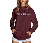 Jesus Trust In The Lord Felpe con cappuccio da donna Workou Grafica cristiana sottile con cappuccio Felpe Dio Comfort Dolcevita Maglioni Casual Moda Paese Gesù Salva Religioso Morbido Y2K, vino, S