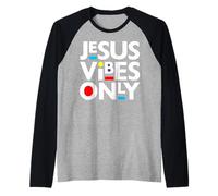 Jesus Vibes Only Christ Christian Pray Believe Uomini Donne Bambino Maglia con Maniche Raglan