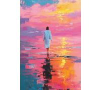 Jesus Walking on the Water Journal: Pink Sunset Devotional Notebook - Modern Art Christian Prayer and Bible Study for Women