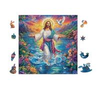Jesus Walking on Water Puzzle 100 Pezzi Per Neonati E Bambini Cartone Atossico Resistente Difficoltà Bassissima Per Attività Educative A Casa Qualità Sicura Certificata 28x28cm