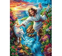 Jesus Walking on Water Rompicapo 500 Pezzi Per Regalo Di Battesimo Cartone Spesso Per Bambini Accompany Fairy Tale Animal Tema Baby Per Attività Educativa Con Confezione Regalo Da Passatempo 500 PCS